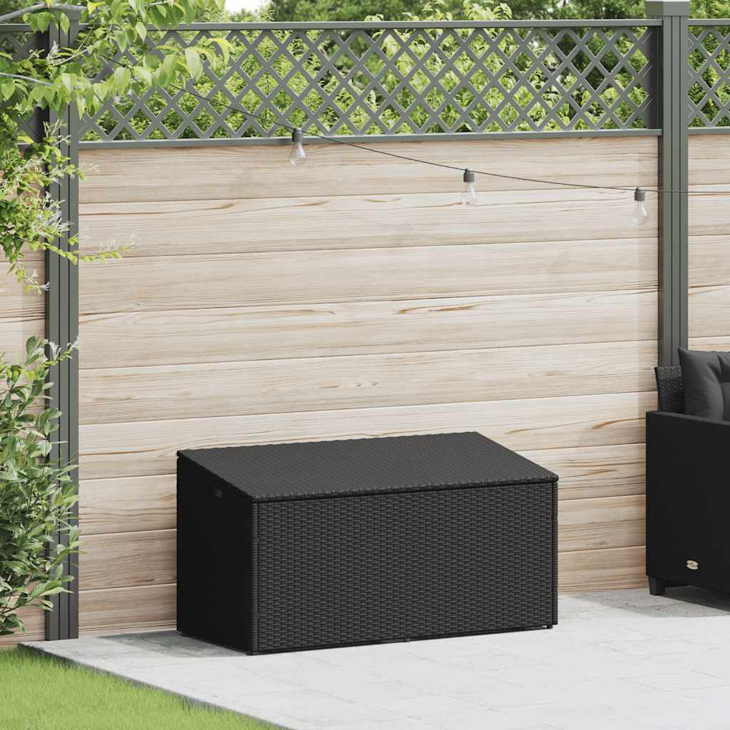 vidaXL Κήπος κουτί αποθήκευσης μαύρο 110x50x58 cm Poly Rattan