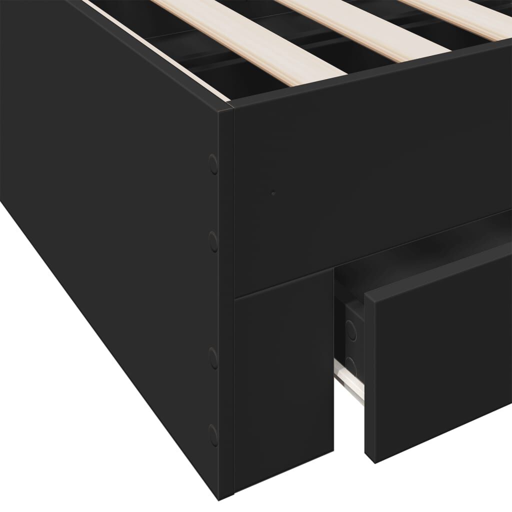 vidaXL Πλαίσιο Κρεβατιού με Συρτάρια Μαύρο 120x190 εκ Επεξεργ. Ξύλο