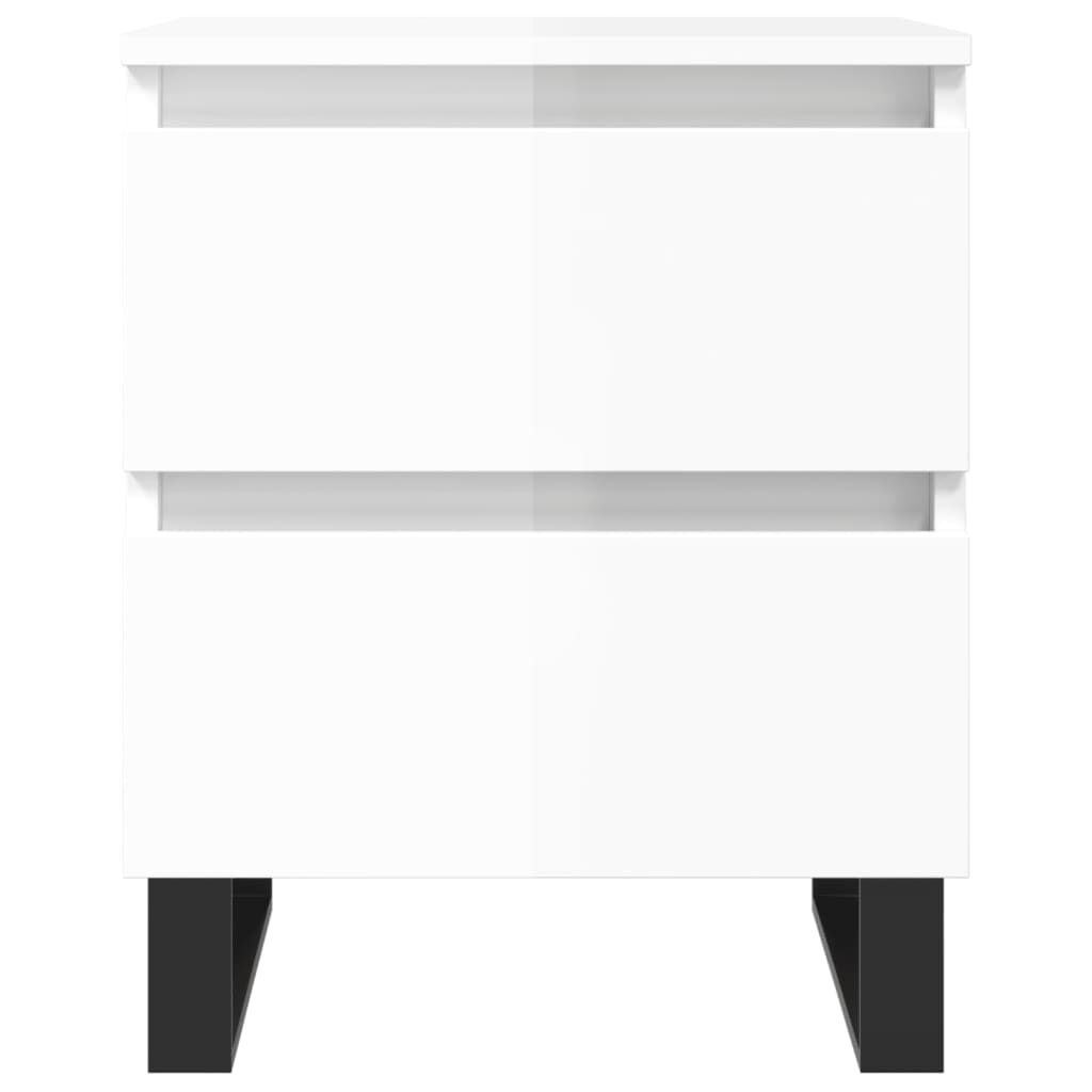 vidaXL Κομοδίνα 2 τεμ. Γυαλ. Λευκό 40 x 35 x 50 εκ. Επεξεργασμένο Ξύλο