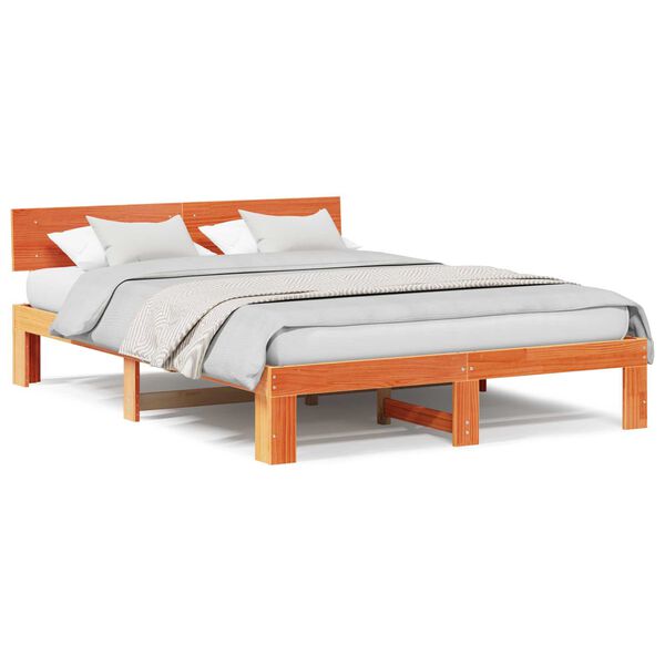 vidaXL Σκελετός Κρεβατιού Καφέ 150 x 200 cm Μασίφ ξύλο πεύκου