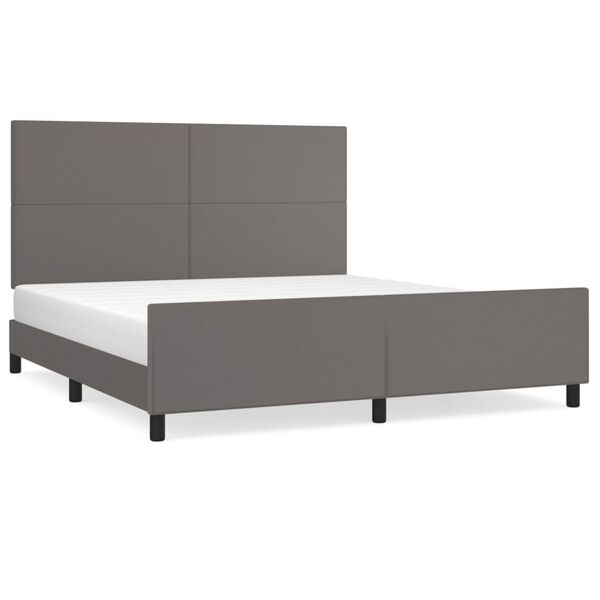 vidaXL Πλαίσιο Κρεβατιού με Κεφαλάρι Γκρι 180x200 εκ. Συνθετικό Δέρμα