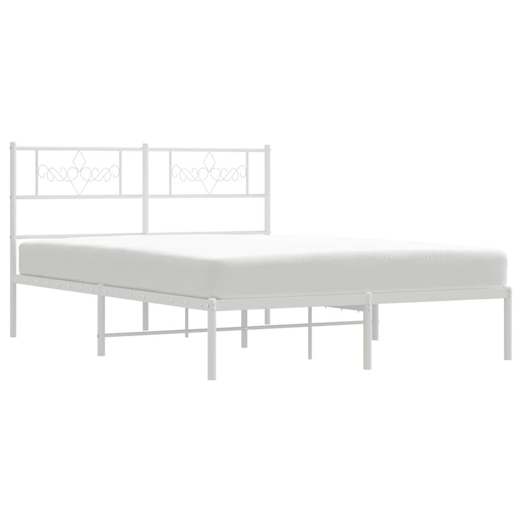 vidaXL Πλαίσιο Κρεβατιού με Κεφαλάρι Λευκό 150 x 200 εκ. Μεταλλικό