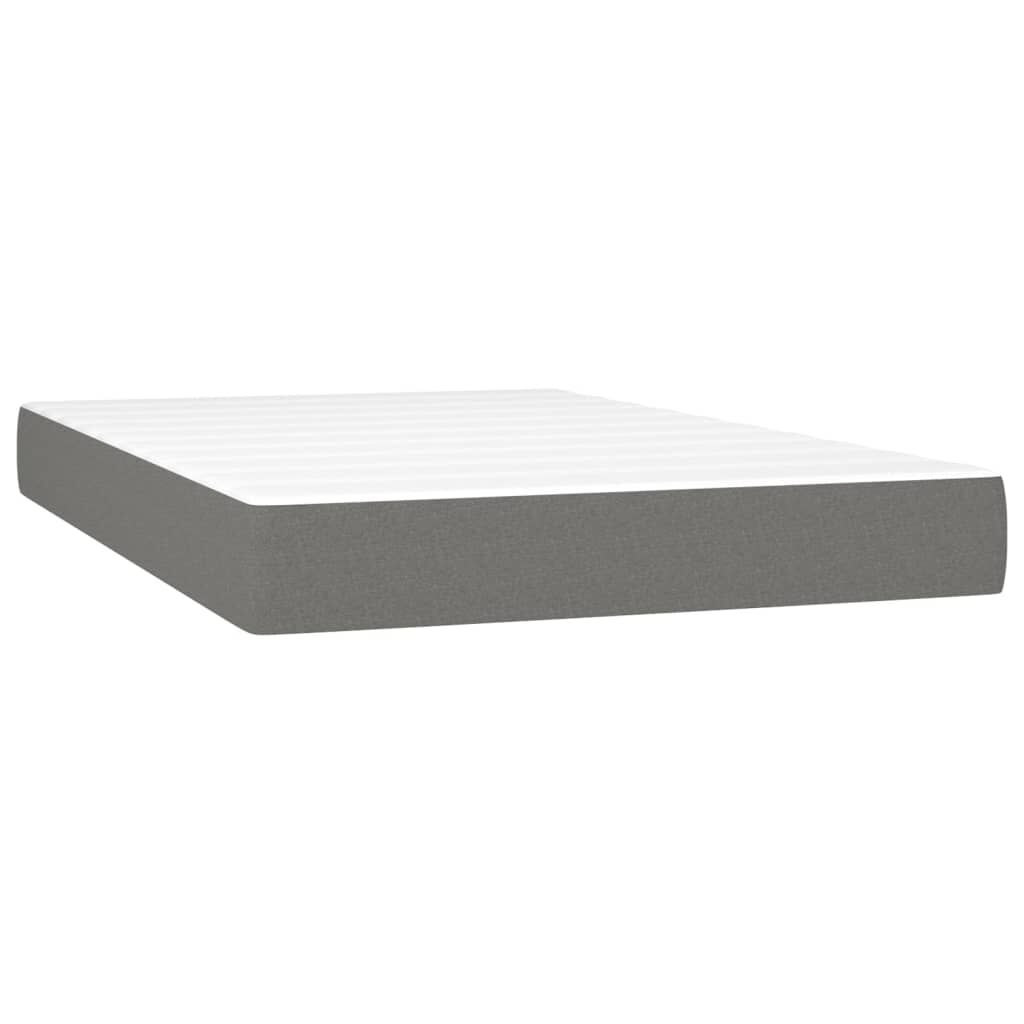 vidaXL Κρεβάτι Boxspring με Στρώμα & LED Σκ.Γκρι 120x190εκ. Υφασμάτινο