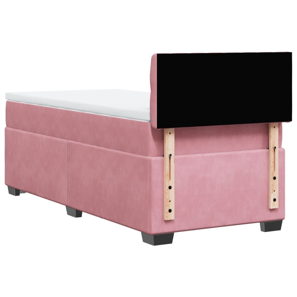 vidaXL Κρεβάτι Boxspring με Στρώμα Ροζ 90x190 εκ. Βελούδινο