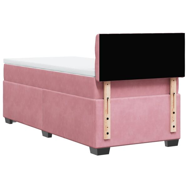 vidaXL Κρεβάτι Boxspring με Στρώμα Ροζ 90x190 εκ. Βελούδινο