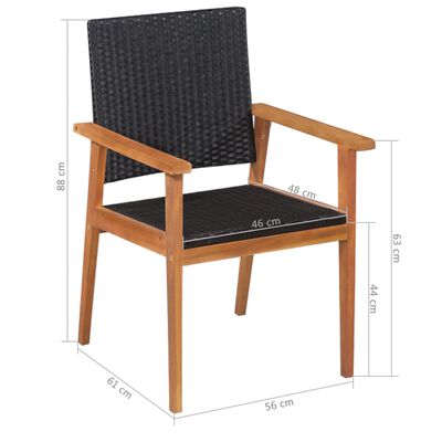 vidaXL Καρέκλες Κήπου 2 τεμ. Μαύρες / Καφέ από Συνθετικό Ρατάν