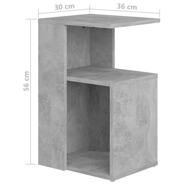vidaXL Τραπέζι Βοηθητικό Γκρι Σκυροδέματος 36x30x56 εκ. Επεξ. Ξύλο