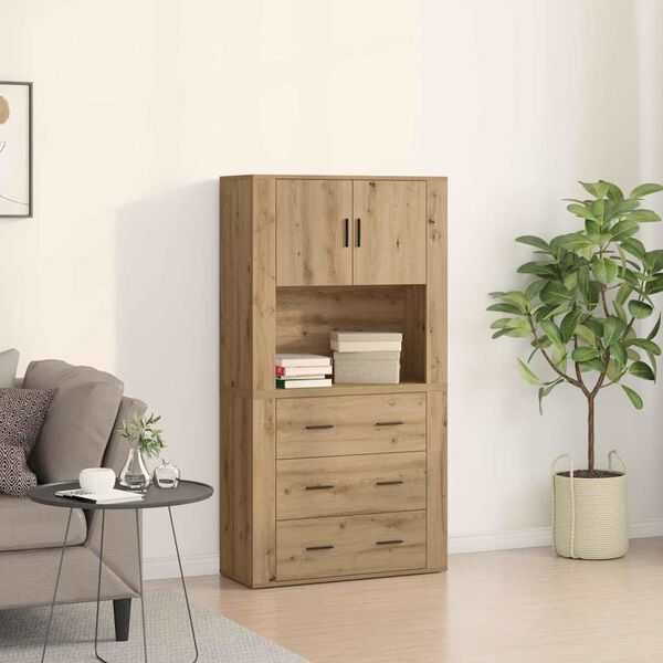 vidaXL Highboard Artisan Oak 80 x 33 x 150 &epsilon;&kappa; &Epsilon;&pi;&epsilon;&xi;&epsilon;&rho;&gamma;&alpha;&sigma;&mu;έ&nu;&omicron; &xi;ύ&lambda;&omicron;
