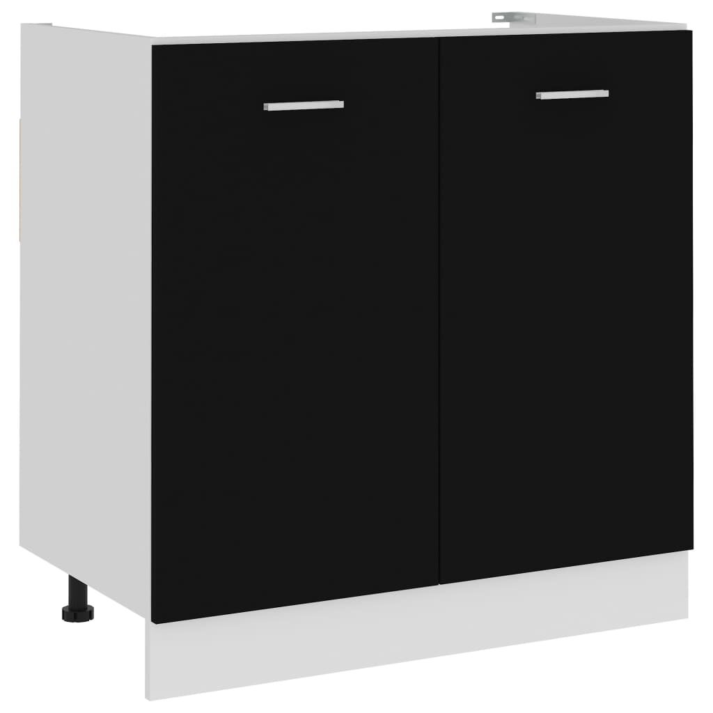 vidaXL Ντουλάπι Νεροχύτη Lyon Μαύρο 80x46x81,5 εκ. Επεξ. Ξύλο