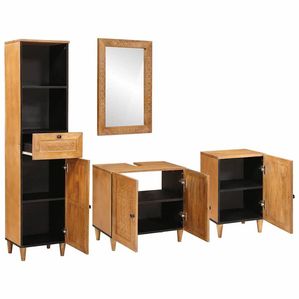 vidaXL Σετ Επίπλων Μπάνιου με συρτάρι 4 pcs Καφέ 38 x 33 x 160 εκ.