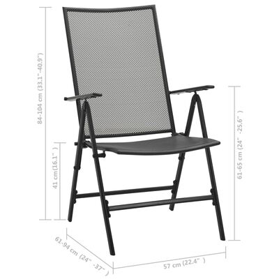 vidaXL Καρέκλες Πτυσσόμενες με Πλέγμα 4 τεμ. Ανθρακί Ατσάλινες