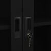 vidaXL Ντουλάπα Γραφείου Μαύρη 90x40x180 εκ. από Ατσάλι / Ψημένο Γυαλί