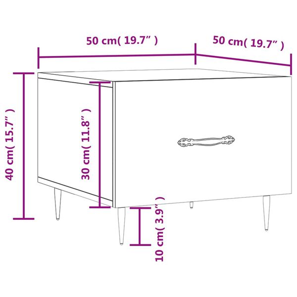 vidaXL Τραπεζάκι Σαλονιού Λευκό 50 x 50 x 40 εκ. από Επεξεργ. Ξύλο