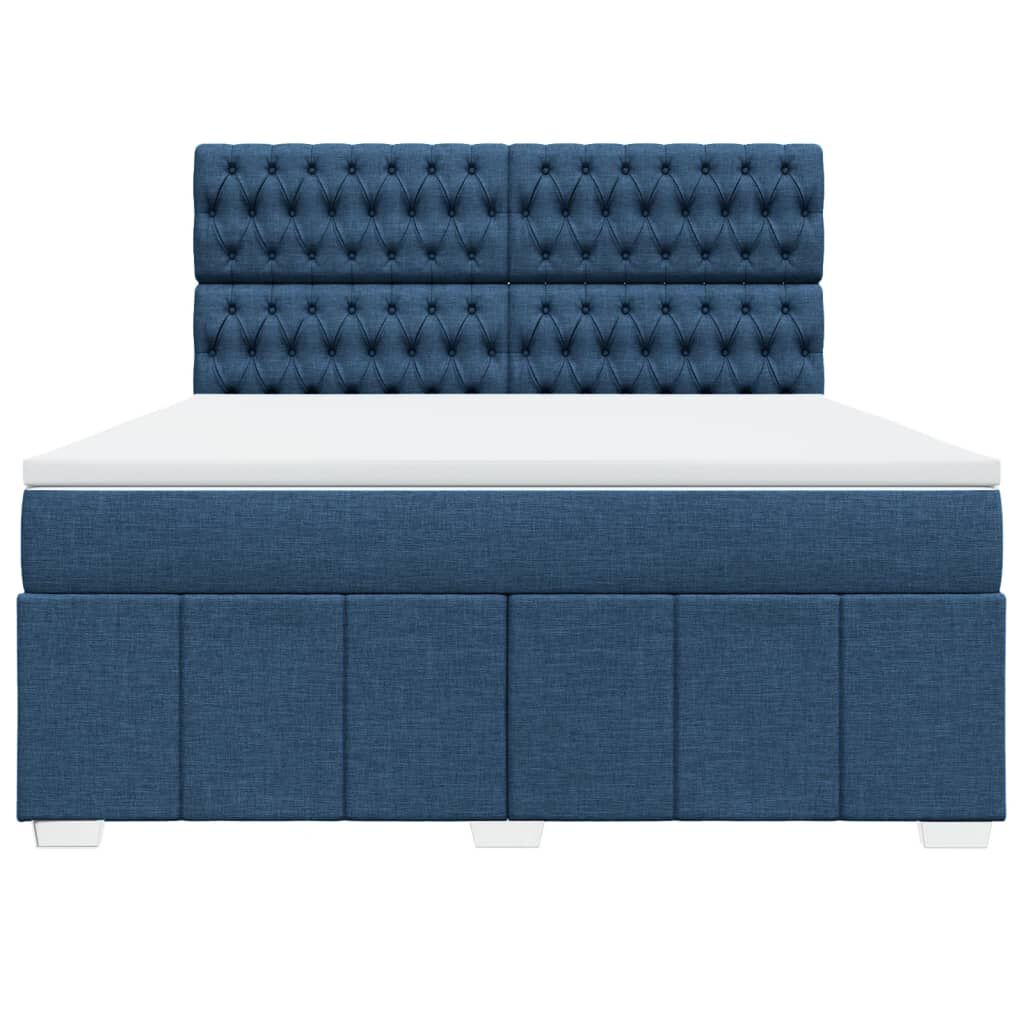 vidaXL Κρεβάτι Boxspring με Στρώμα Μπλε 180x200 εκ. Υφασμάτινο