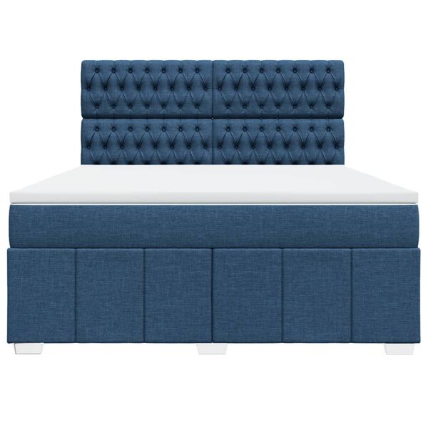vidaXL Κρεβάτι Boxspring με Στρώμα Μπλε 180x200 εκ. Υφασμάτινο