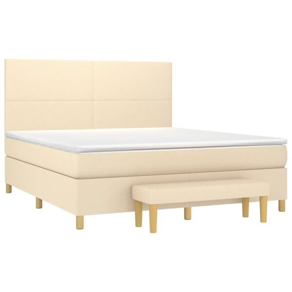 vidaXL &Kappa;&rho;&epsilon;&beta;ά&tau;&iota; Boxspring &mu;&epsilon; &Sigma;&tau;&rho;ώ&mu;&alpha; &Kappa;&rho;&epsilon;&mu; 180x200 &epsilon;&kappa;. &Upsilon;&phi;&alpha;&sigma;&mu;ά&tau;&iota;&nu;&omicron;