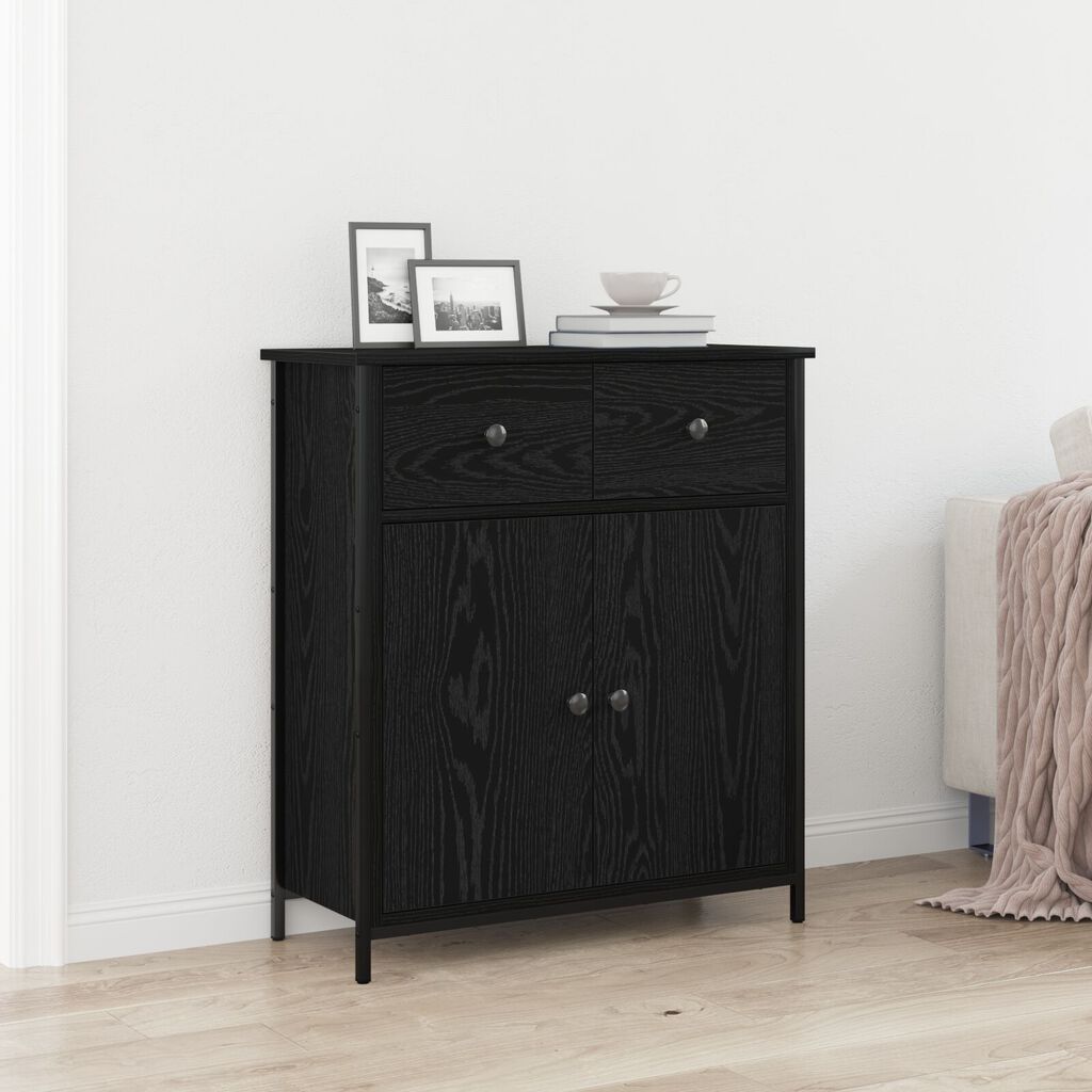 vidaXL Μπουφές Μαύρο Δρυς 70x30x80 εκ. Κατασκευασμένο από Τεχνητό Ξύλο και Ατσάλι