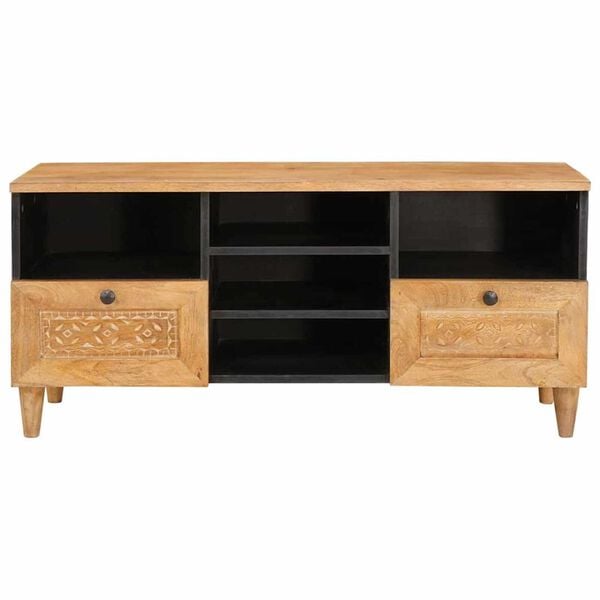vidaXL Ντουλάπι TV Ανοιχτό καφέ 100 x 33 x 46 εκ Μασίφ ξύλο μάνγκο