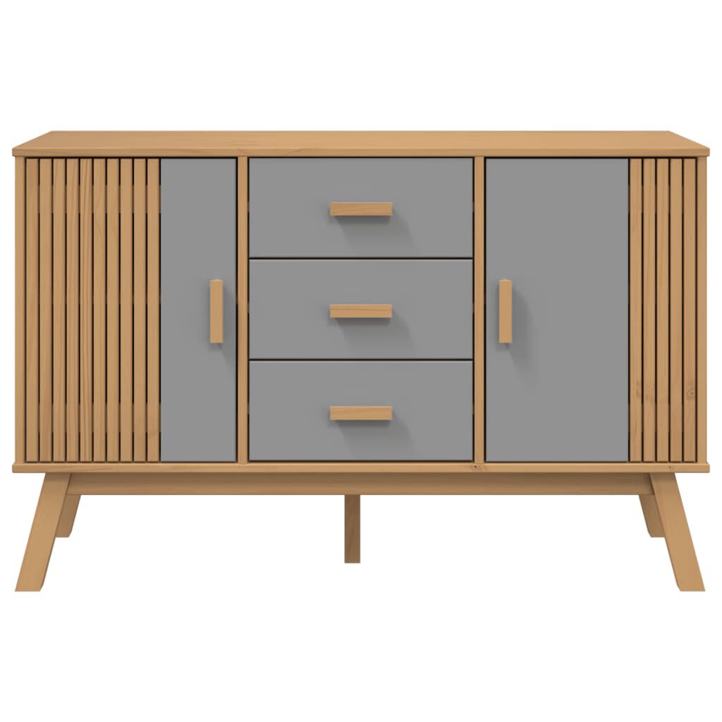 vidaXL Μπουφές OLDEN Γκρι & Καφέ 114x43x73,5 εκ. από Μασίφ Ξύλο Πεύκου