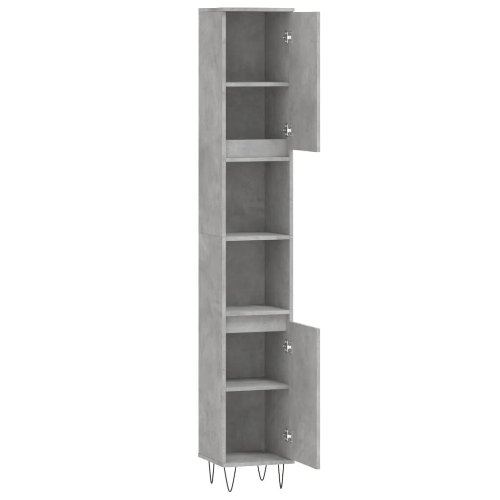 vidaXL Ντουλάπι Μπάνιου Γκρι Σκυροδέματος 30x30x190 εκ. Επεξ. Ξύλο