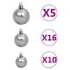 vidaXL Χριστουγεν. Μπάλες Σετ 120 τεμ με Κορυφή & 300 LED Λευκό/Γκρι