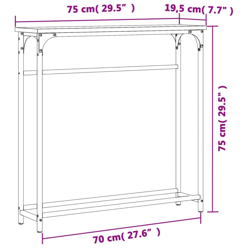 vidaXL Τραπέζι Κονσόλα Sonoma Δρυς 75x19,5x75 εκ. από Επεξεργ. Ξύλο