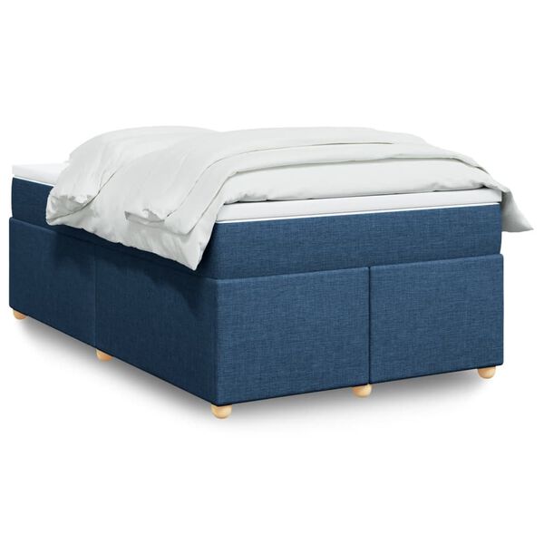 vidaXL Κρεβάτι Boxspring με Στρώμα Μπλε 120x190 εκ. Υφασμάτινο