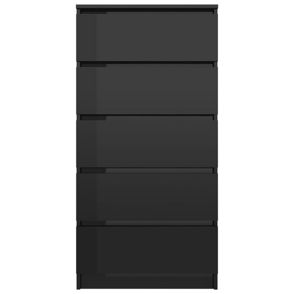 vidaXL Συρταριέρα Γυαλιστερό Μαύρο 60 x 35 x 121 εκ. από Μοριοσανίδα