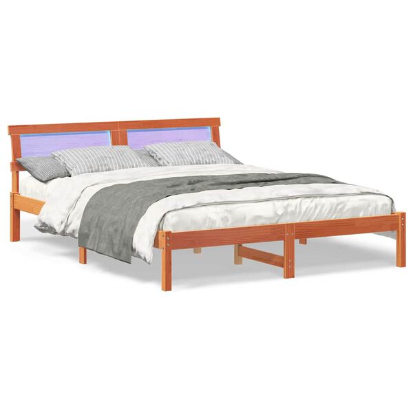 vidaXL Σκελετός Κρεβατιού Καφέ κεριού 140 x 200 cm Μασίφ ξύλο πεύκου