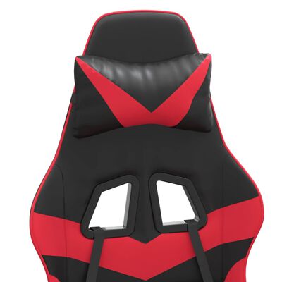 vidaXL Καρέκλα Gaming Μασάζ Υποπόδιο Μαύρο/Κόκκινο από Συνθετικό Δέρμα