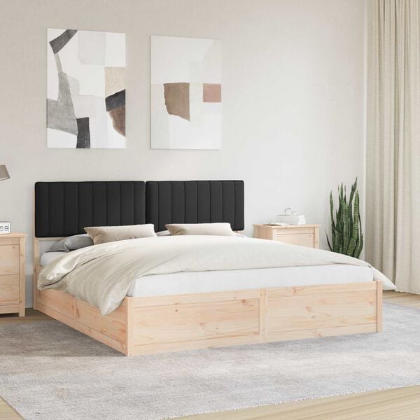 vidaXL Σκελετός Κρεβατιού με Επενδεδυμένο Κεφαλάρι Μαύρο 180 x 200 cm