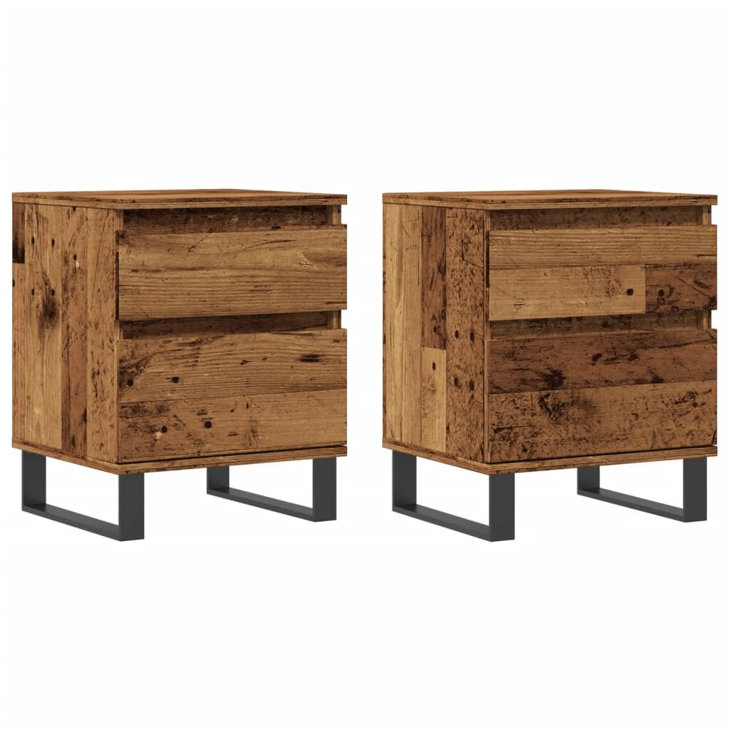 vidaXL Κομοδίνα 2 τεμάχια Παλιό ξύλο 40x35x50 cm Κατασκευασμένο ξύλο
