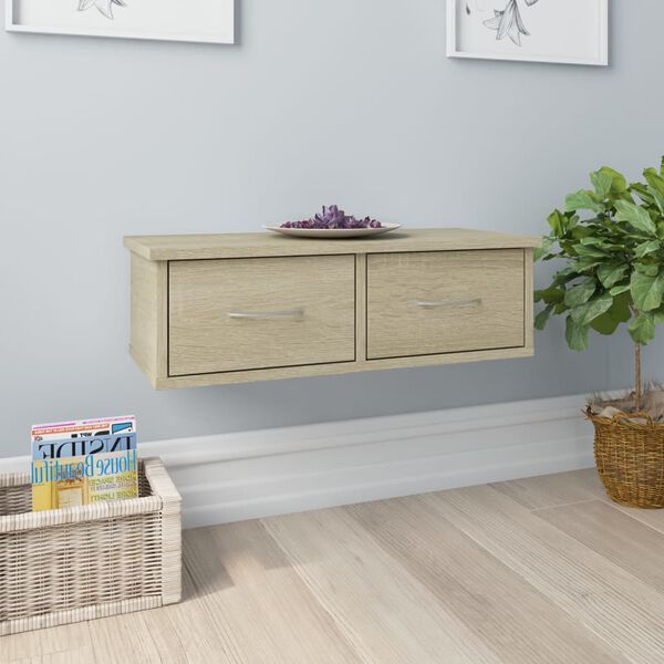 vidaXL Ράφι Τοίχου με Συρτάρια Sonoma Δρυς 60x26x18,5 εκ. Επεξ. Ξύλο
