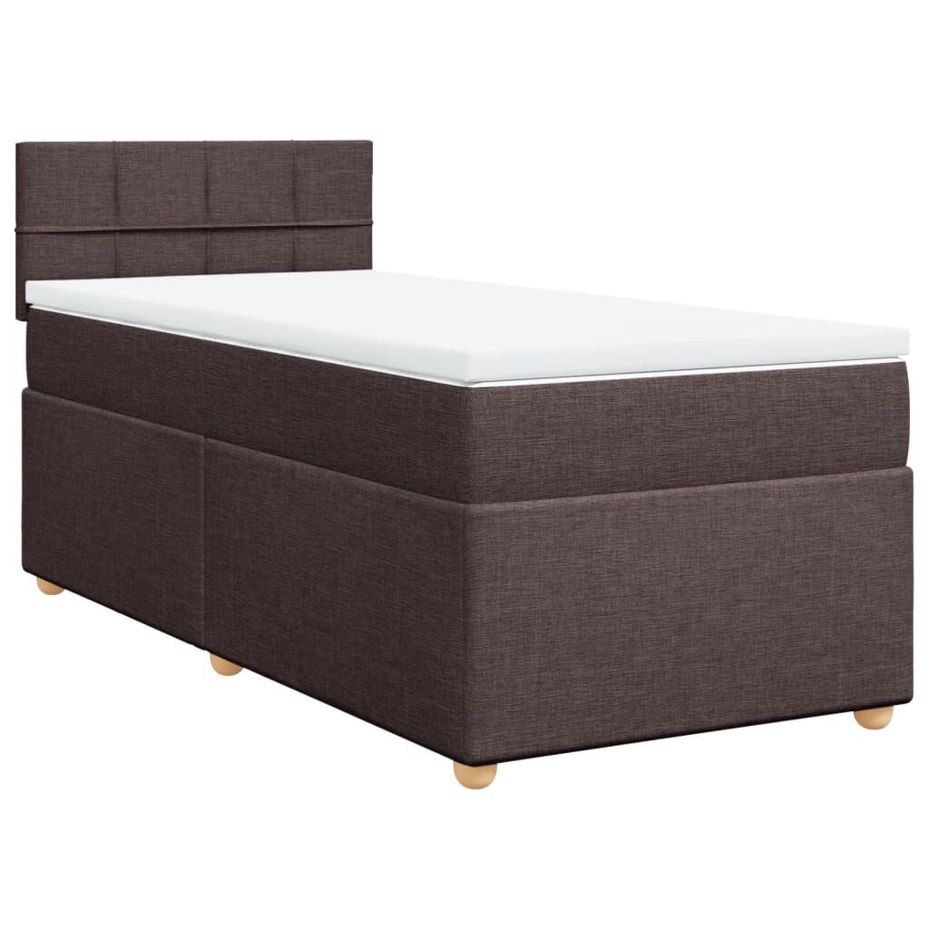 vidaXL Κρεβάτι Boxspring με Στρώμα Σκούρο Καφέ 90x190 εκ. Υφασμάτινο