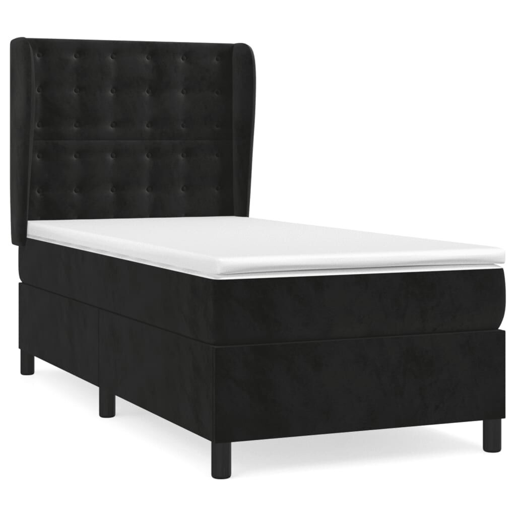 vidaXL Κρεβάτι Boxspring με Στρώμα Μαύρο 90x190 εκ. Βελούδινο