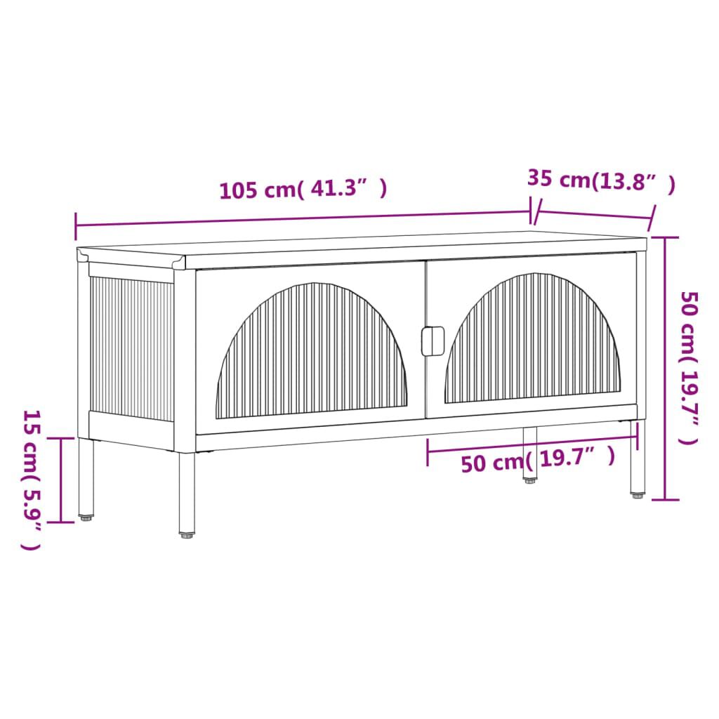 vidaXL Έπιπλο Τηλεόρασης Μαύρο 105 x 35 x 50 εκ. από Γυαλί και Ατσάλι