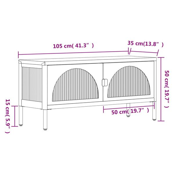 vidaXL Έπιπλο Τηλεόρασης Μαύρο 105 x 35 x 50 εκ. από Γυαλί και Ατσάλι