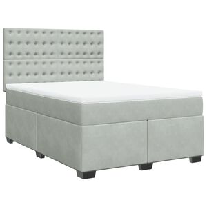 vidaXL Κρεβάτι Boxspring με Στρώμα Ανοιχτό Γκρι 140x190 εκ. Βελούδινο