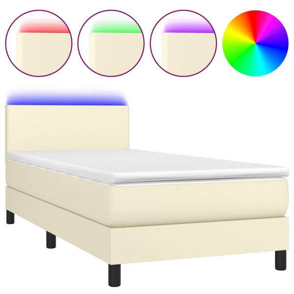 vidaXL &Kappa;&rho;&epsilon;&beta;ά&tau;&iota; Boxspring &mu;&epsilon; &Sigma;&tau;&rho;ώ&mu;&alpha; & LED &Kappa;&rho;&epsilon;&mu; 90x200 &epsilon;&kappa;. &Sigma;&upsilon;&nu;&theta;. &Delta;έ&rho;&mu;&alpha;