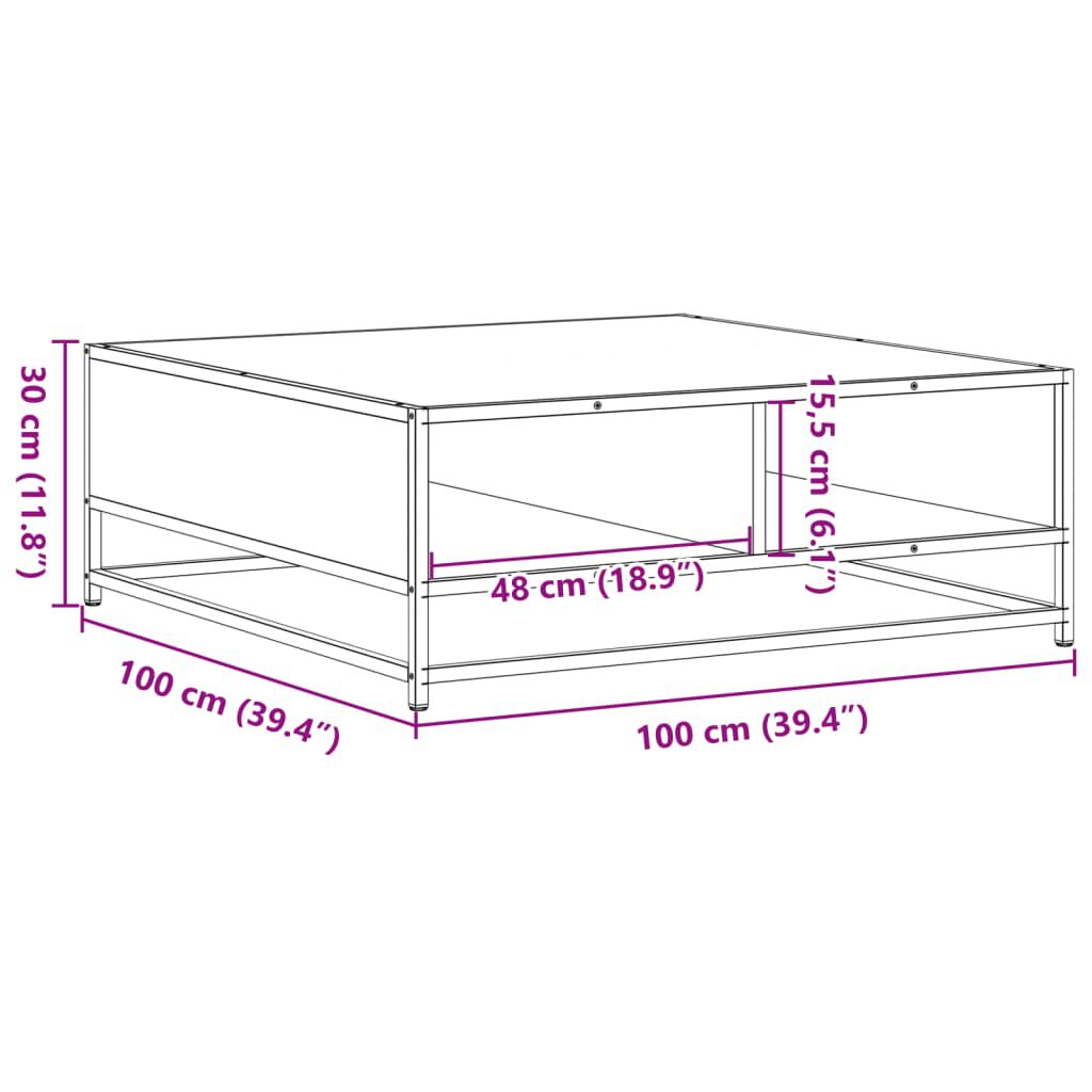 vidaXL Τραπεζάκι Σαλονιού Sonoma Δρυς 100x100x30εκ. Επ. Ξύλο & Μέταλλο