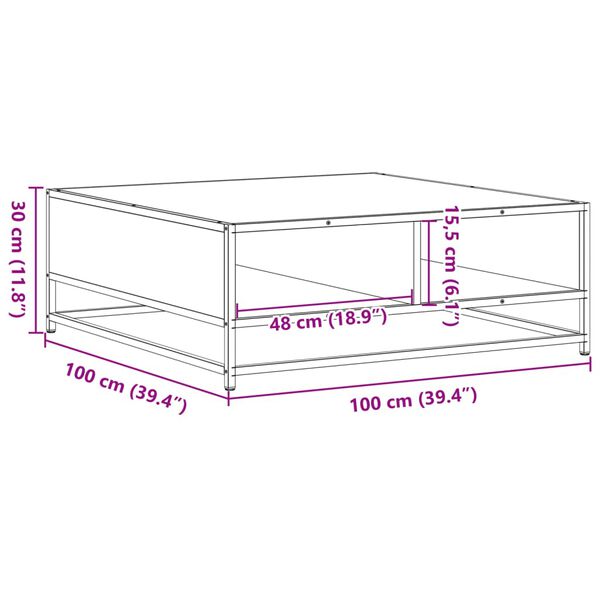 vidaXL Τραπεζάκι Σαλονιού Sonoma Δρυς 100x100x30εκ. Επ. Ξύλο & Μέταλλο