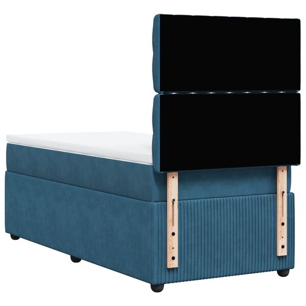 vidaXL Κρεβάτι Boxspring με Στρώμα Μπλε 90x190 εκ. Βελούδινο