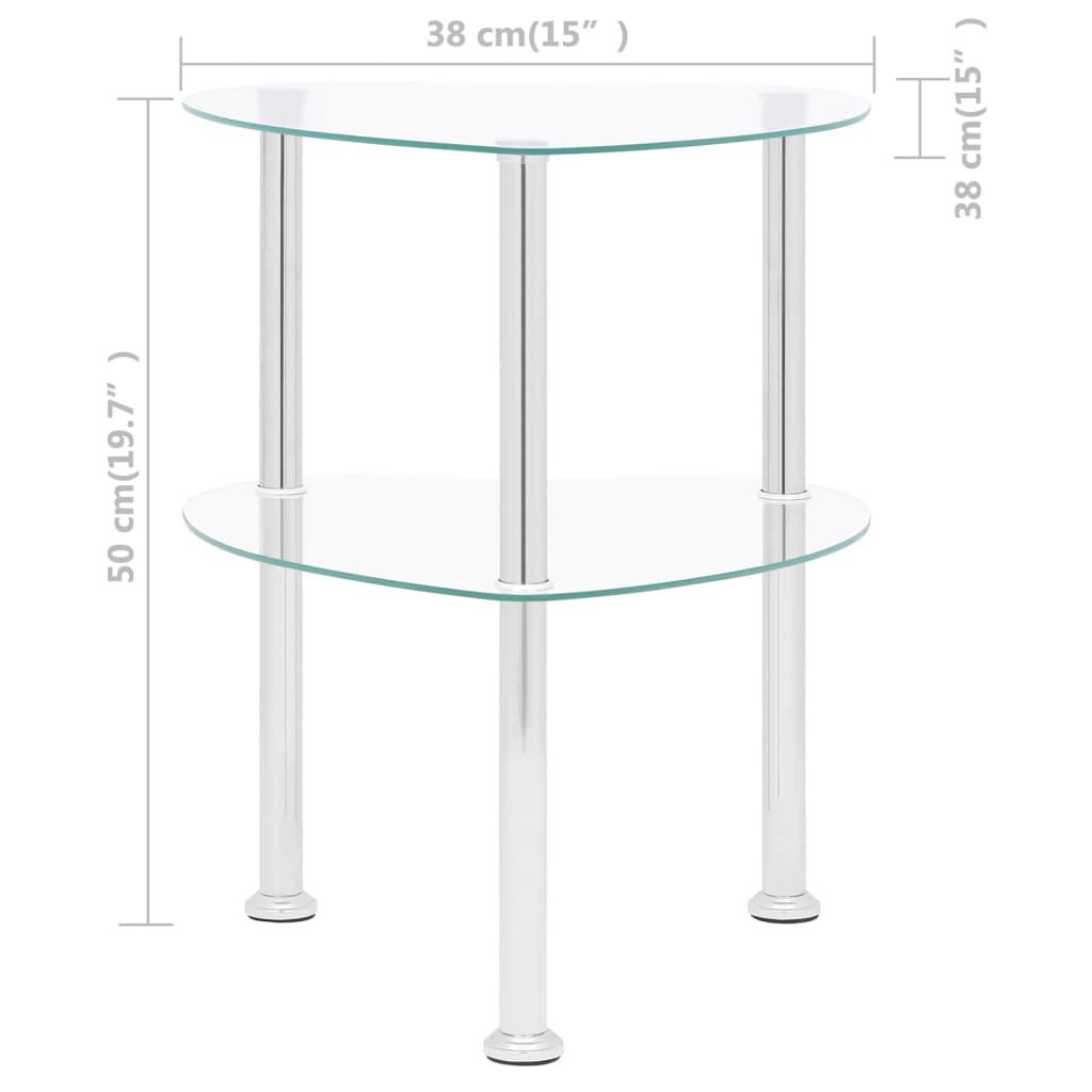 vidaXL Τραπεζάκι Σαλονιού 2 Επιπέδων Διαφανές 38x38x50 εκ. Ψημ. Γυαλί