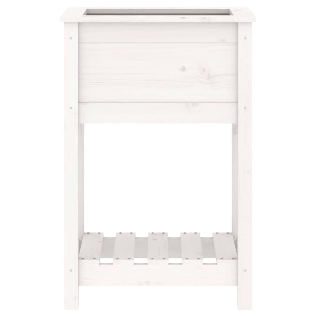 vidaXL Ζαρντινιέρα με Ράφι Λευκή 54 x 34,5 x 81 εκ. Μασίφ Ξύλο Πεύκου