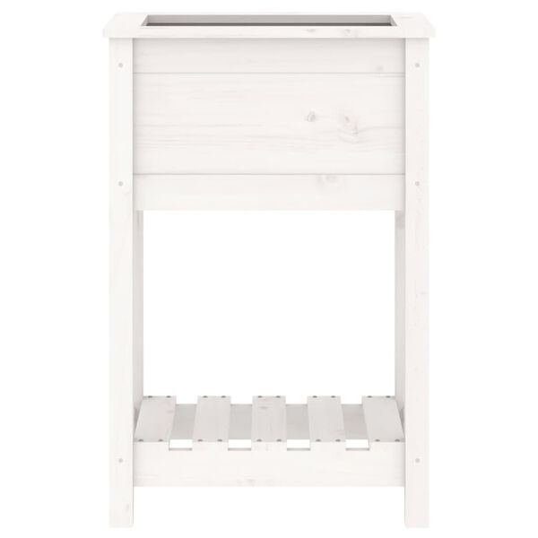 vidaXL Ζαρντινιέρα με Ράφι Λευκή 54 x 34,5 x 81 εκ. Μασίφ Ξύλο Πεύκου