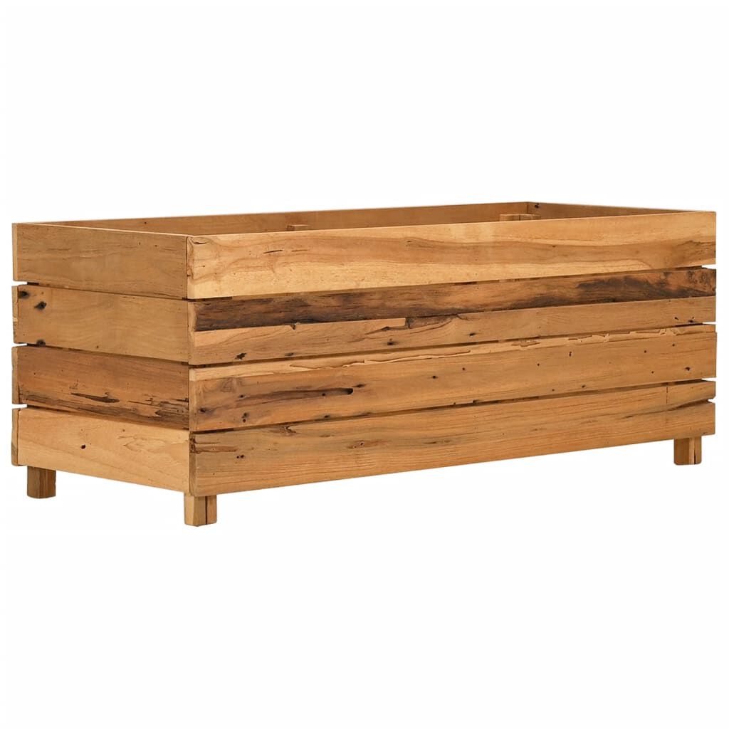 vidaXL Ζαρντινιέρα Υπερυψωμένη 100x40x38 εκ. Ανακυκλ. Ξύλο Teak/Ατσάλι