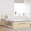 vidaXL Οθωμανικό κρεβάτι με στρώμα & LEDs Cream 120x190cm ύφασμα
