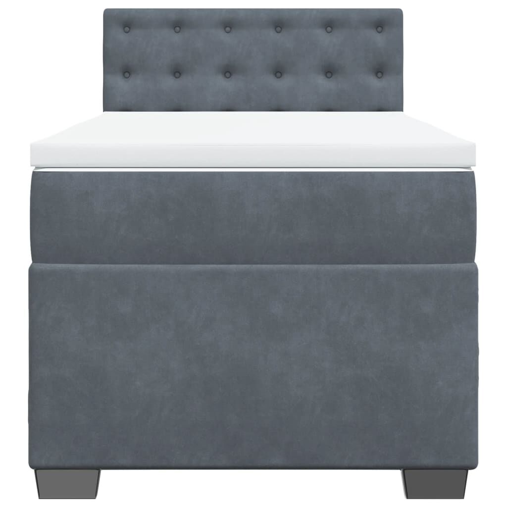 vidaXL Κρεβάτι Boxspring με Στρώμα Σκούρο Γκρι 90x200 εκ. Βελούδινο