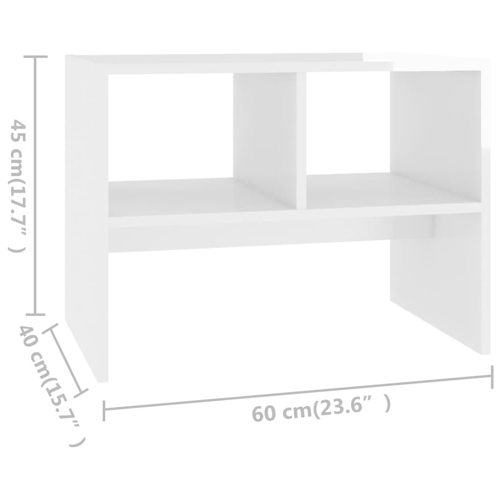 vidaXL Τραπέζι Βοηθητικό Γυαλιστερό Λευκό 60 x 40 x 45 εκ. Μοριοσανίδα