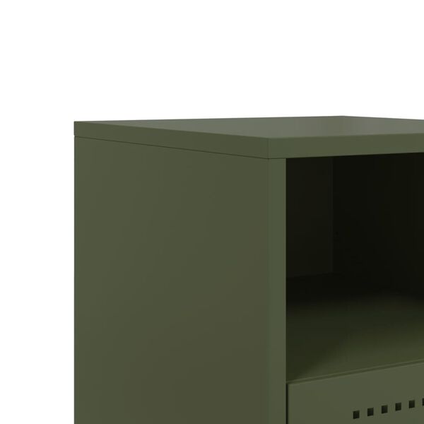 vidaXL Κομοδίνα 2 τεμ. Πράσινο Λαδί 36x39x60,5 εκ. από Χάλυβα